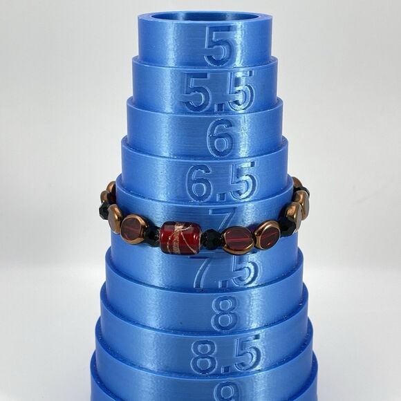 Gold Tone Red Black Round Glass Beaded Bracelet Artisan Timeless Toggle Clasp - Picture 4 of 7